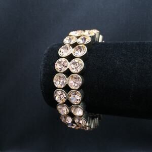 Peach Rhinestone Stretch Bracelet, Peach Gold, 8 Inches